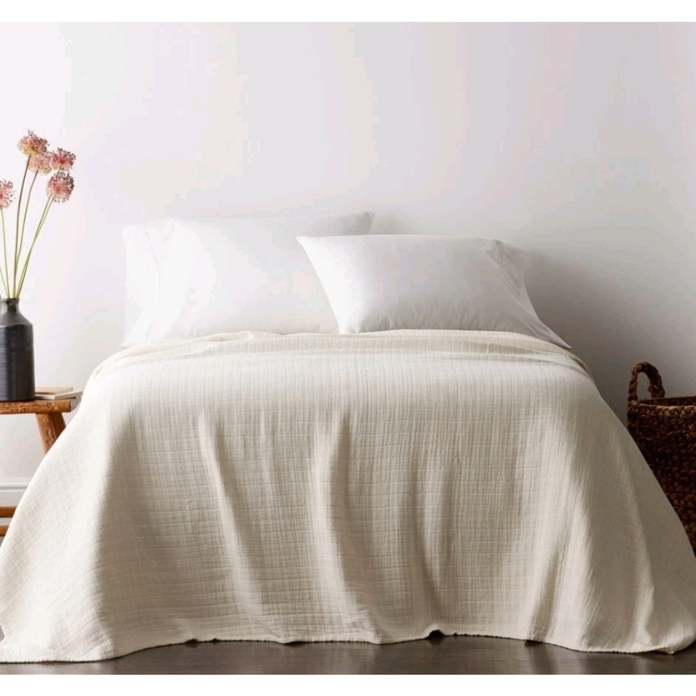 The Company Store Gossamer 100% Cotton Gauzy Light Blanket White Twin NEW! $149